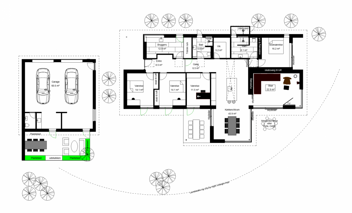 Villa med internationale modernistisk stilart.